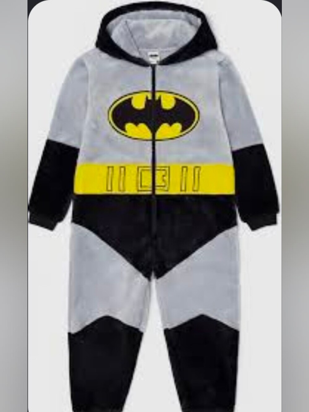 Batman Plush Hooded Onesie in Black and Yellow